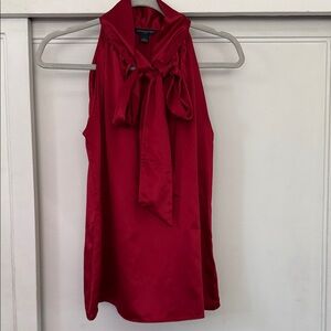 Banana Republic Red Satin Bow Neck Halter Camisole